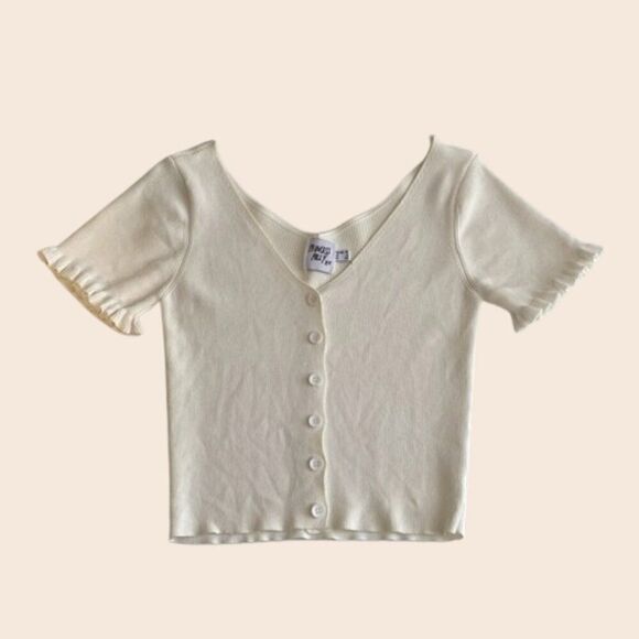 Princess Polly 90's Style White Mini Sweater Cardigan - Picture 1 of 14